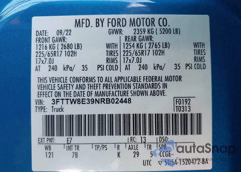 2022 Ford Maverick Xlt z USA, uszkodzony, nr VIN 3FTTW8E39NRB02448